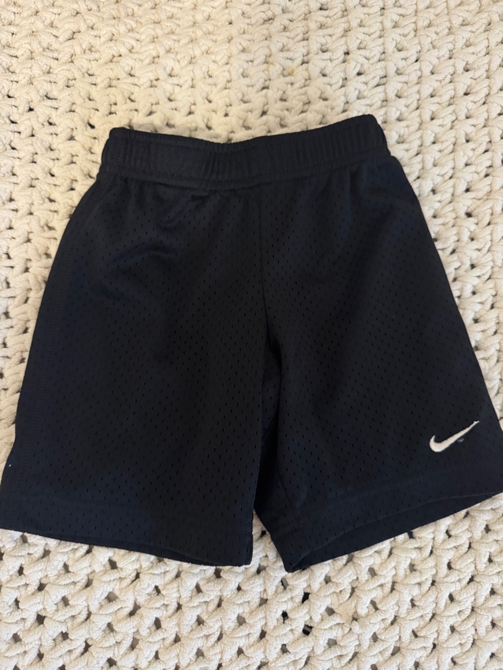 Nike Black Mesh Athletic Shorts with White Swoosh